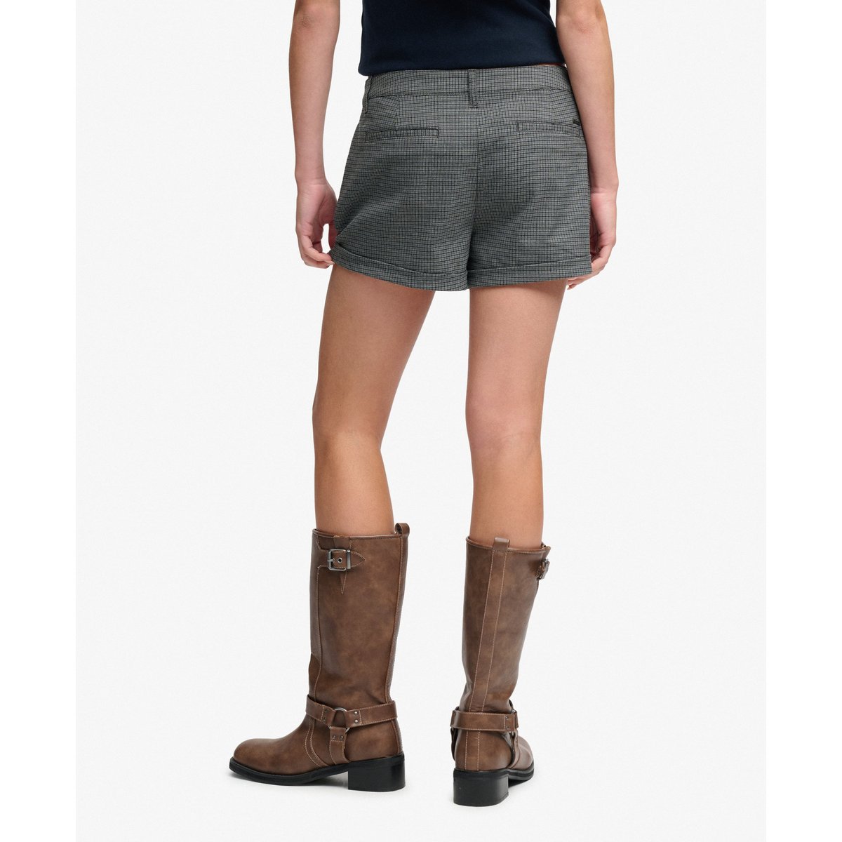 Short Hot Carreaux Coupe Décontractée pied-de-poule gris, SUPERDRY