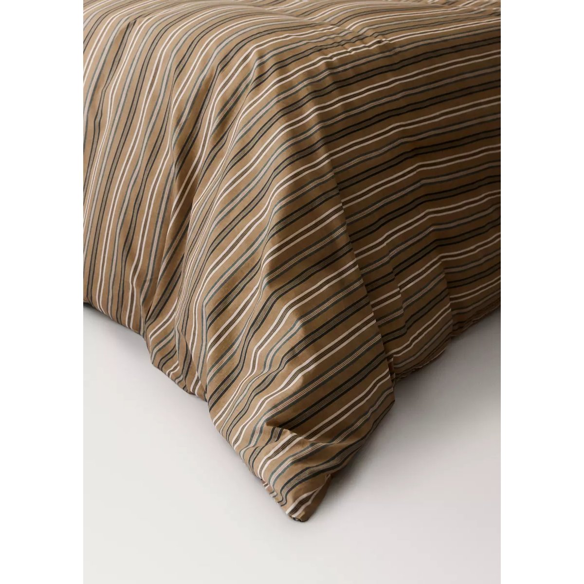 Housse de couette percale de coton rayures multicolores Lit 135/140 cm tabac, MANGO HOME