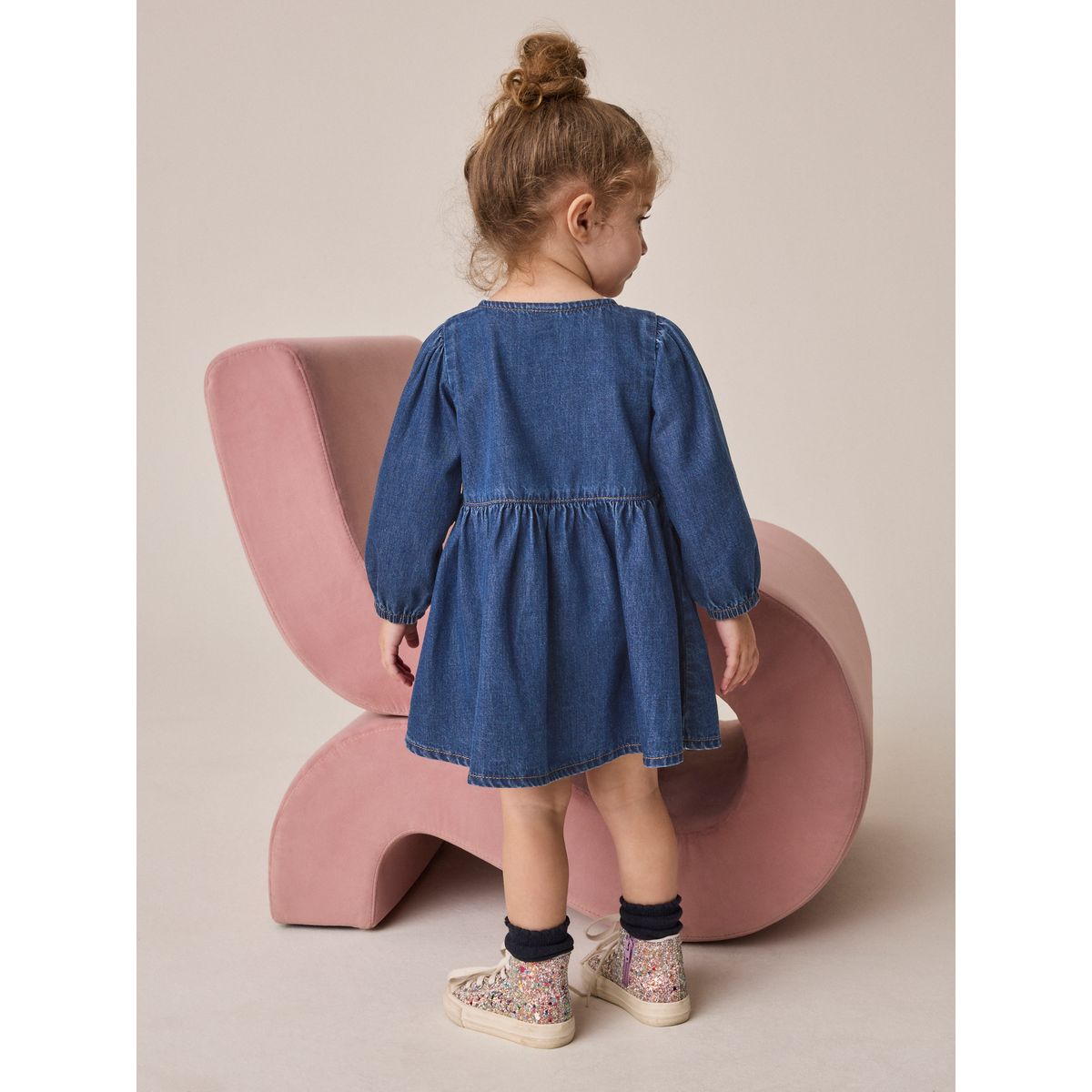 Robe en denim à manches longues jena bleu, NEXT