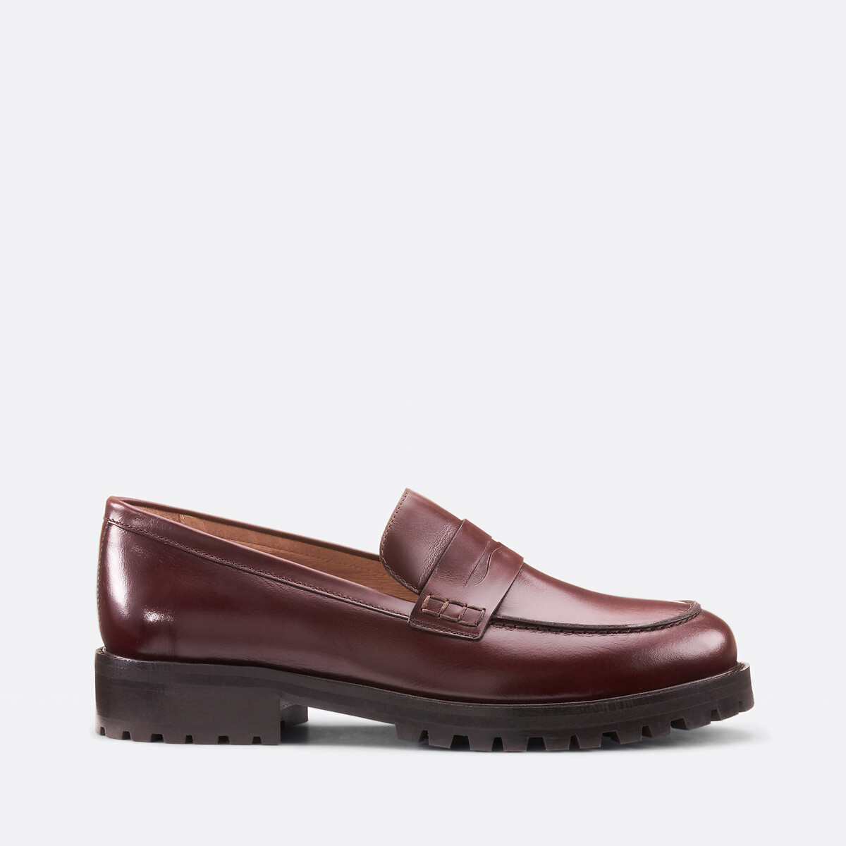 Loafers in soepel leer, ARLETTE bordeaux , LA REDOUTE COLLECTIONS