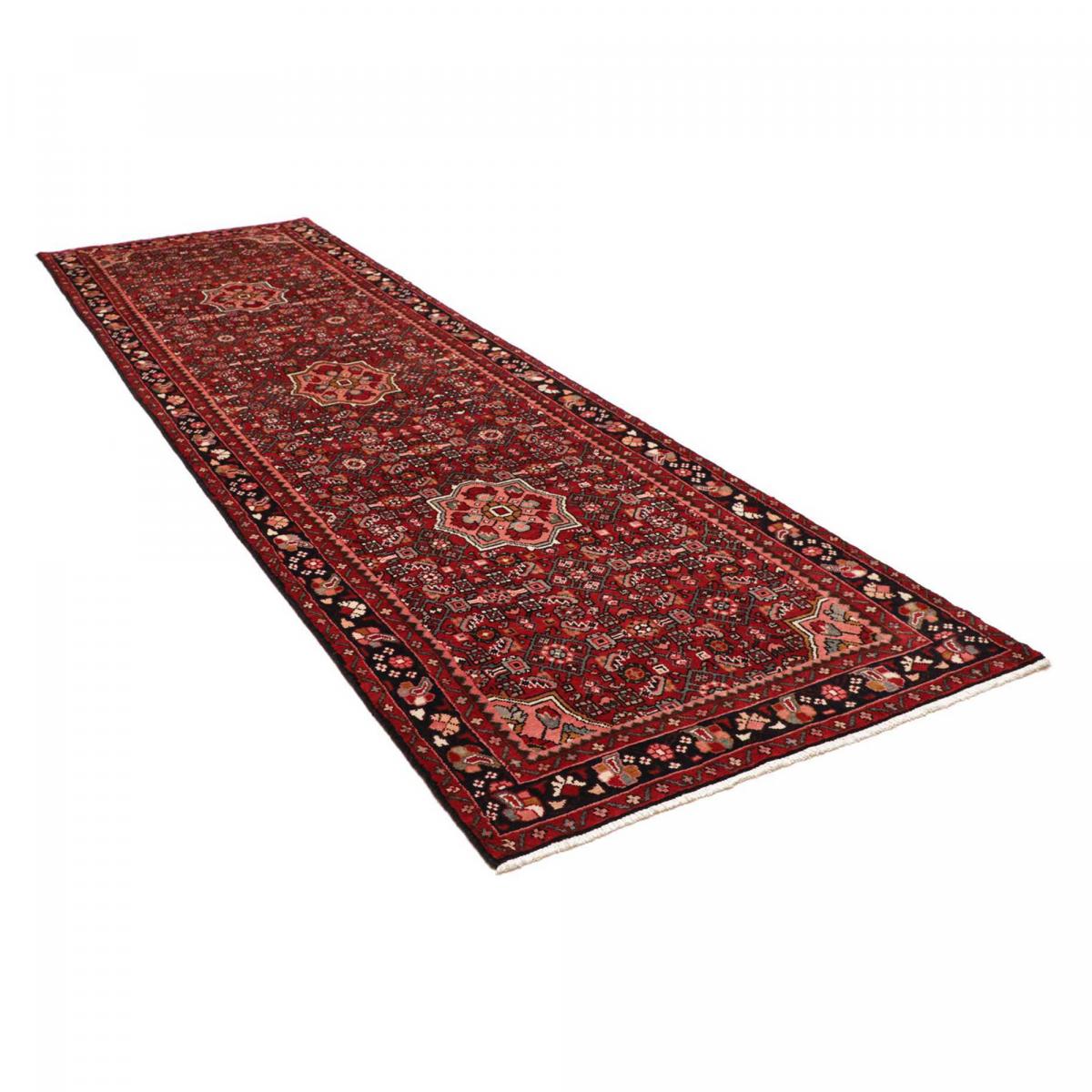 Tapis d'orient, motif oriental, artisanal, noué main, HAMADAN 182 bordeaux, beige, bleu, UN AMOUR DE TAPIS