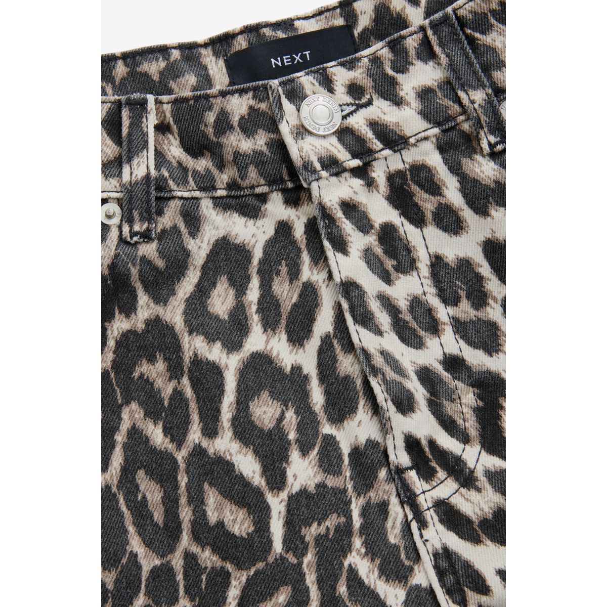 Jean large 100 % coton imprimé léopard, NEXT