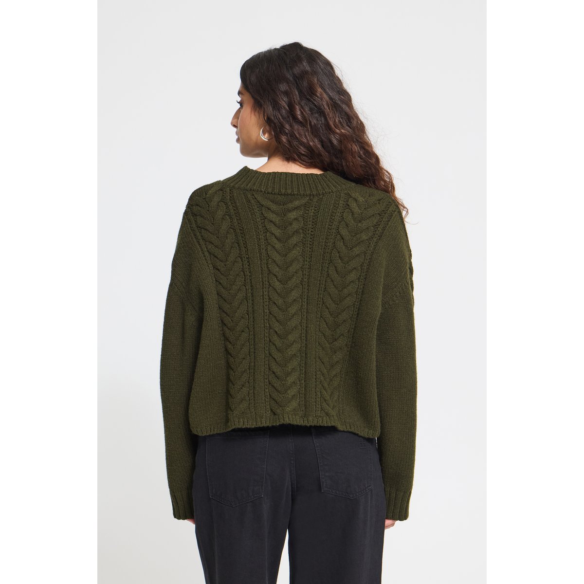 Pull en maille manches longues vert rosin, ICHI