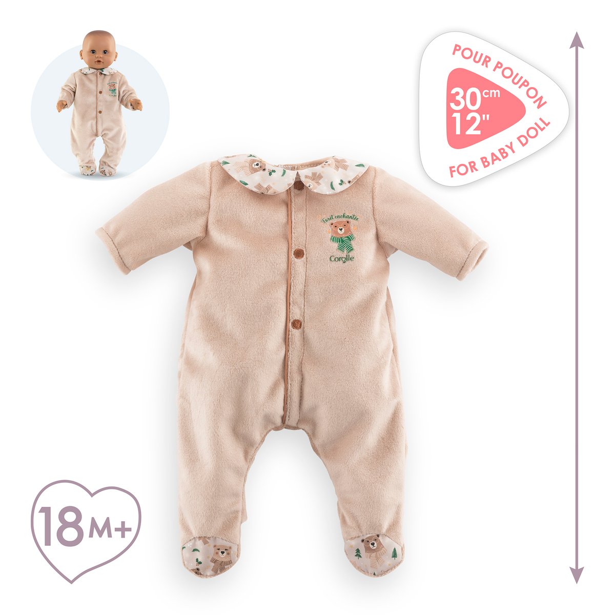 Pyjama Forêt Enchantée pour poupon 30 cm couleur unique, COROLLE