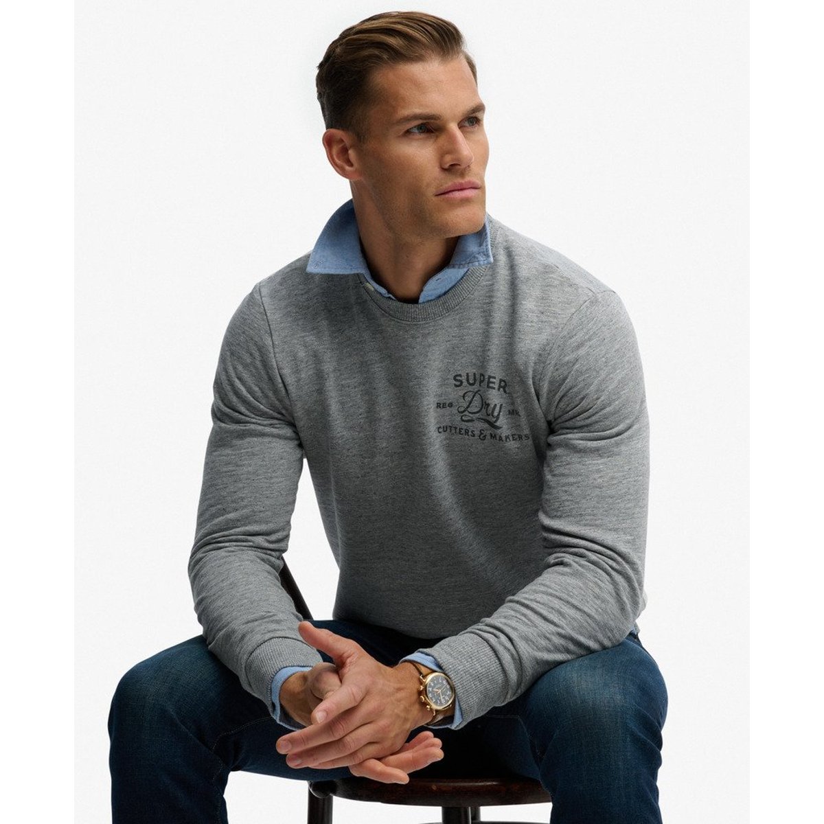 Sweatshirt Cutters And Makers Coupe Décontractée gris athlétique chiné, SUPERDRY
