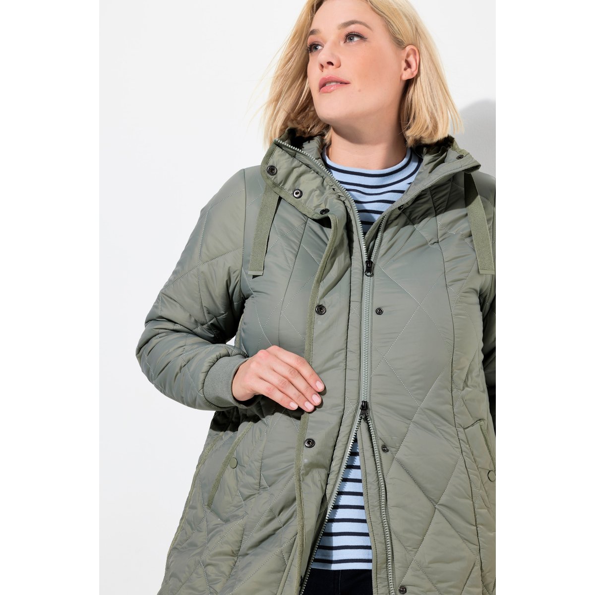 Manteau technique matelassé à capuche olive mat, ULLA POPKEN