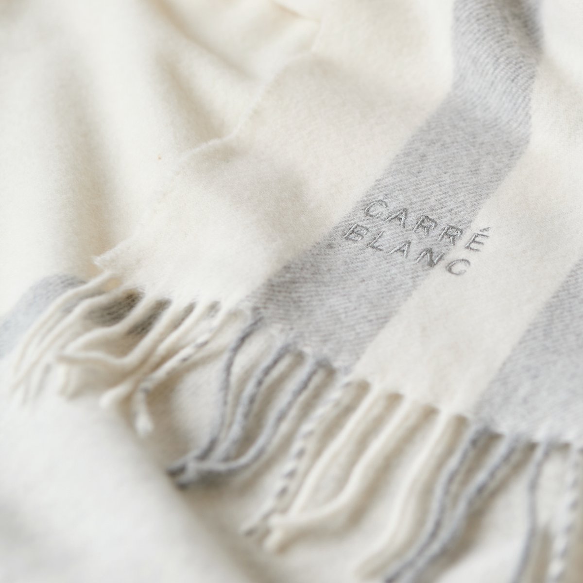 Plaid polaire PIEMONT ecru, CARRE BLANC