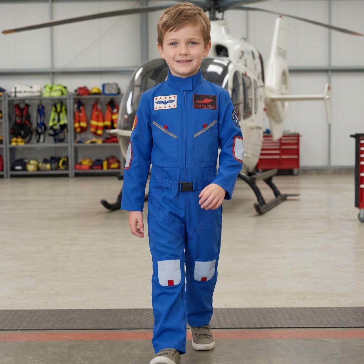 Déguisement enfant pilote d'hélicoptère bleu, SEVIRA KIDS