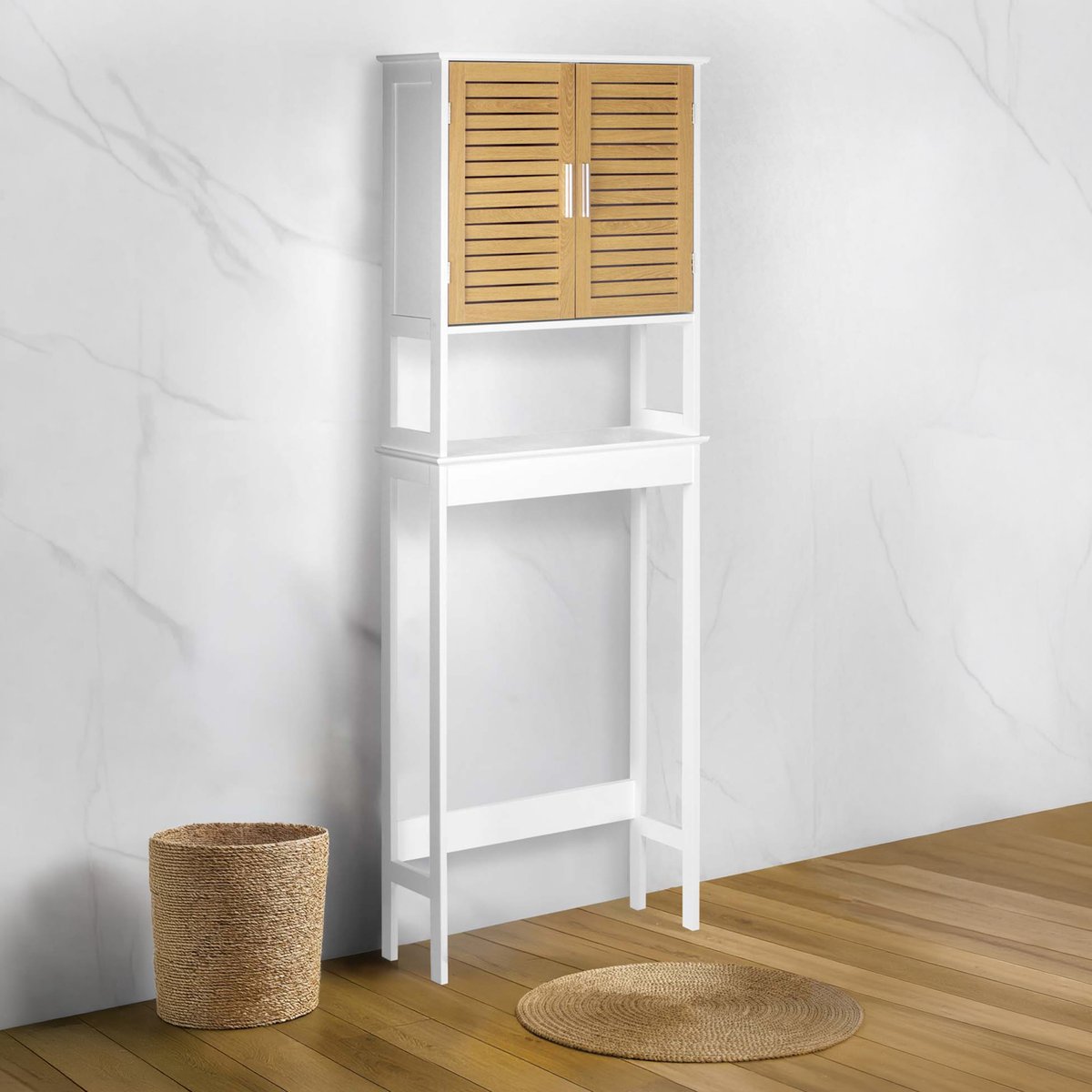 Meuble dessus WC avec rangement blanc, DOUCEUR D'INTÉRIEUR
