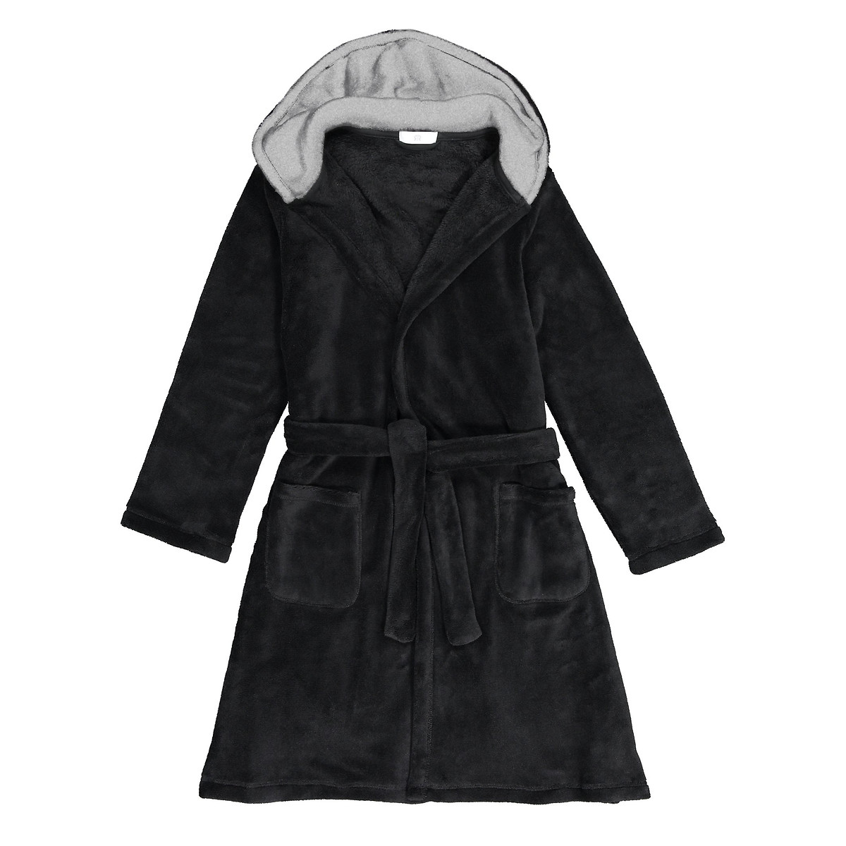 Roupão em polar com capuz preto , LA REDOUTE COLLECTIONS