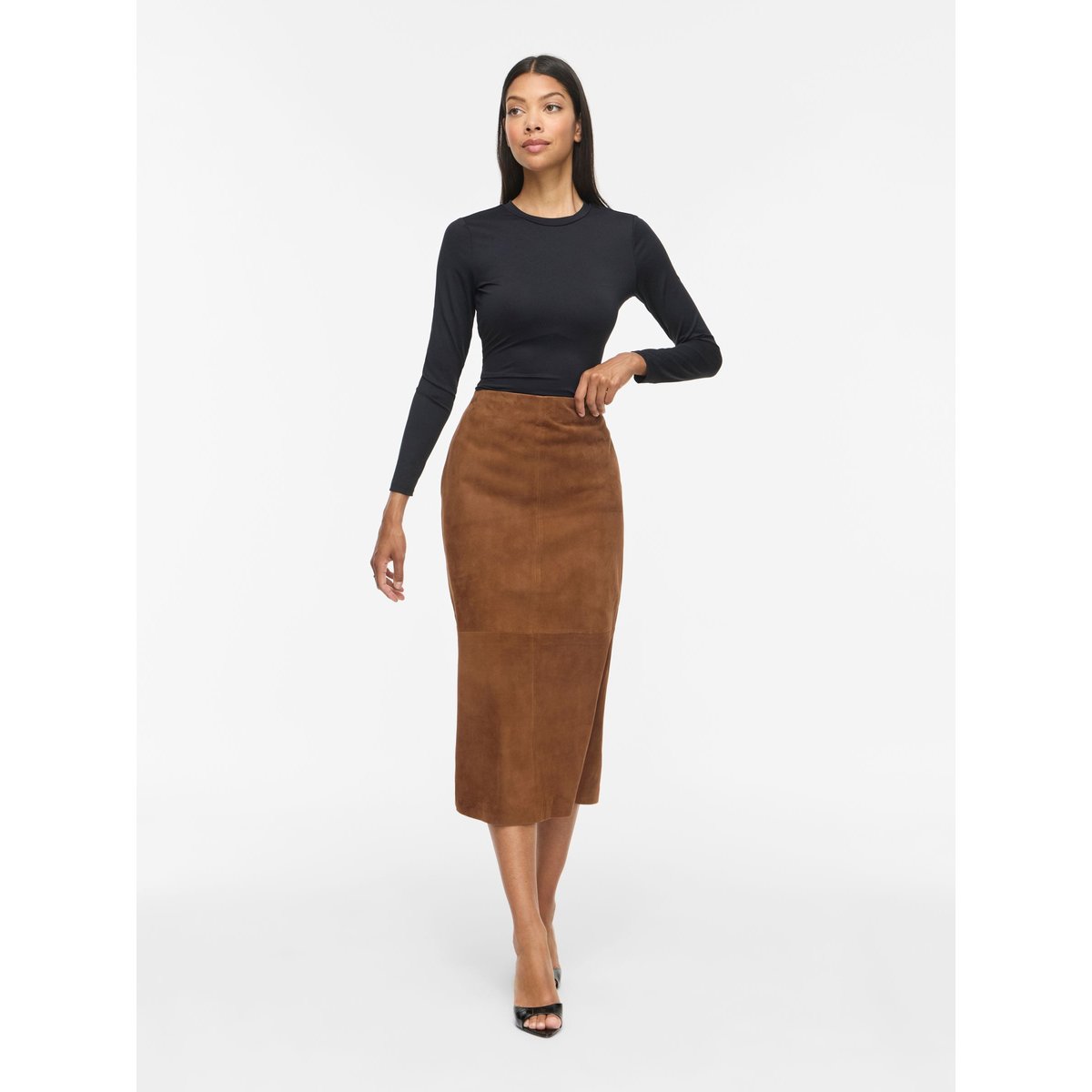Jupe Mi-Longue marron - toffee1, VILA