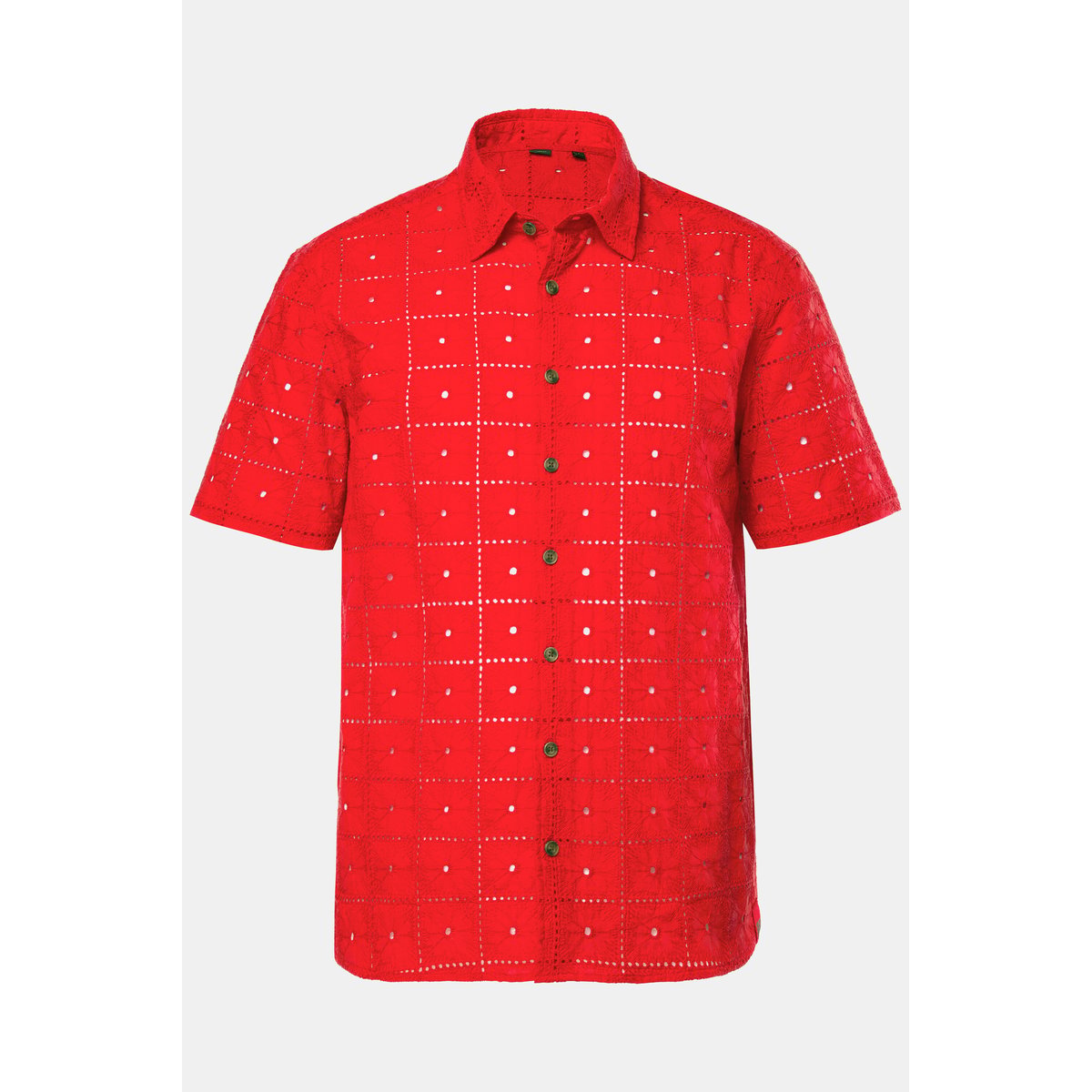 Chemise avec broderie ajourée rouge, STHUGE