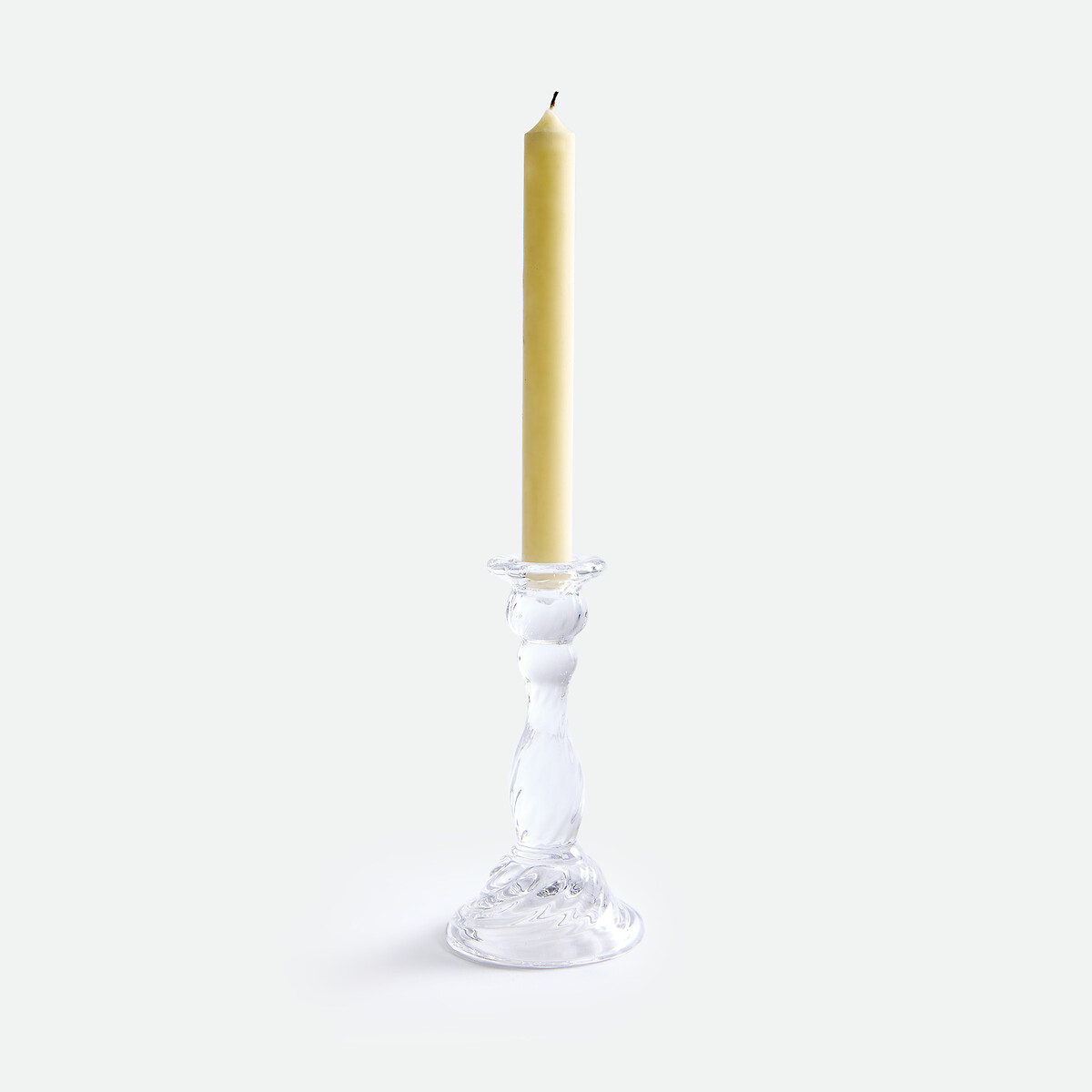 Bougeoir sur pied, verre transparent, hauteur 16,4 cm, STRIA transparent, LA REDOUTE INTERIEURS