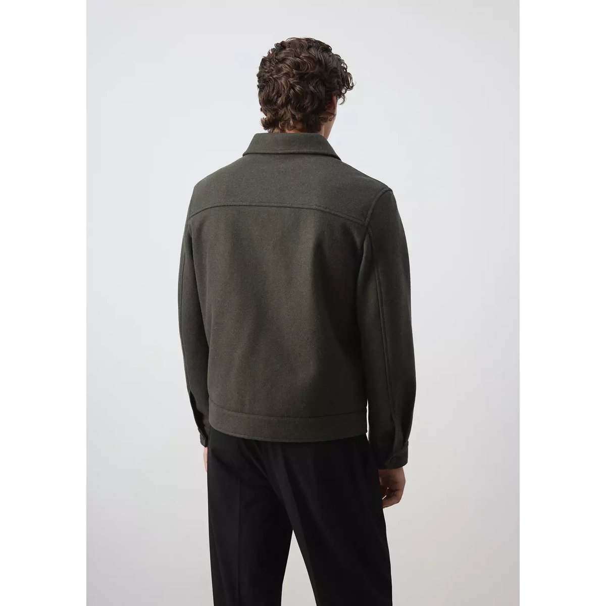 Veste en flanelle avec poches vert foncé, MANGO MAN