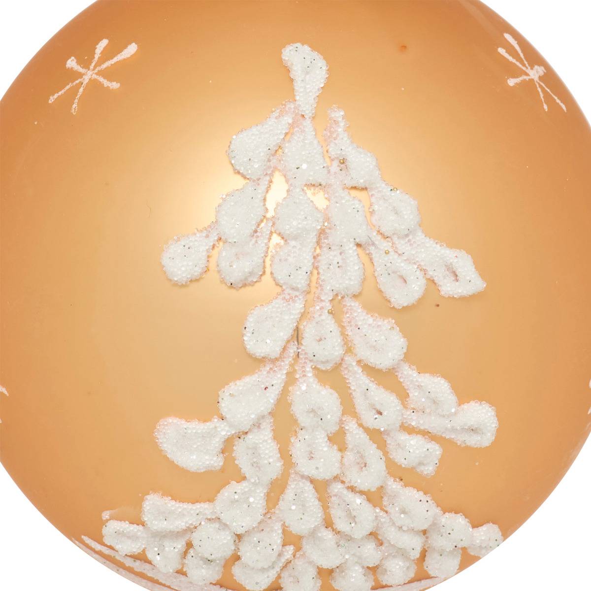 Boule de Noël en verre sapin blanc et or D. 80 mm doré, FEERIC LIGHTS & CHRISTMAS