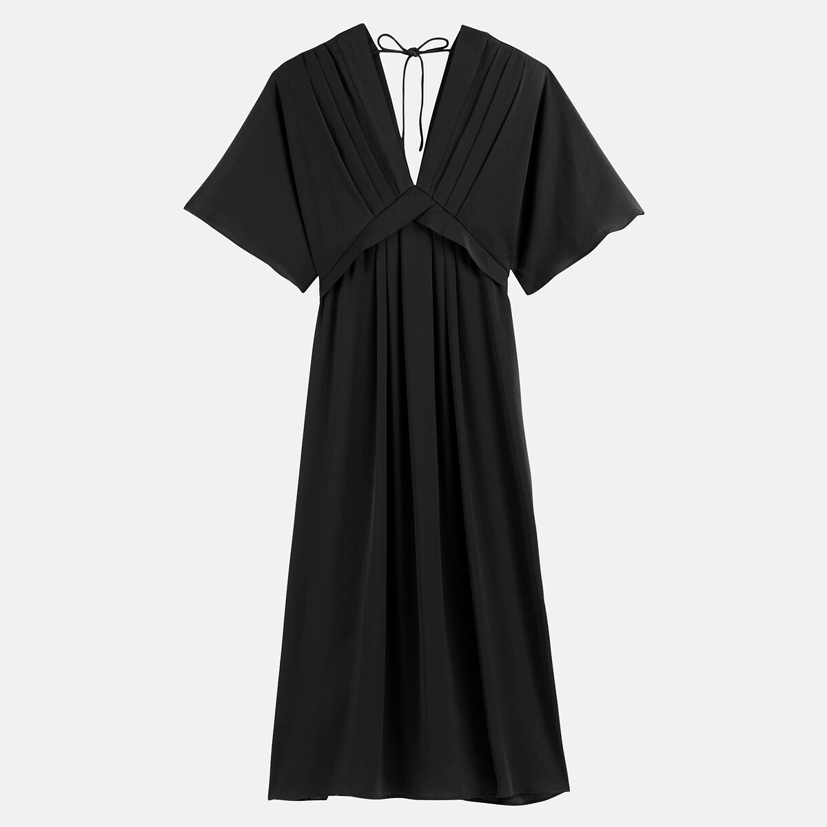 Robe longue évasée, col V, manches aux coudes noir, LA REDOUTE COLLECTIONS