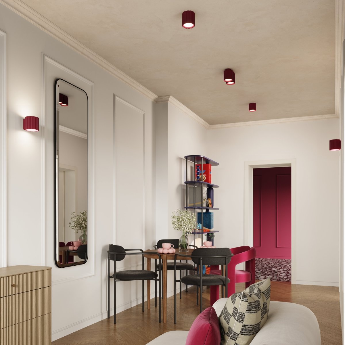 Plafonnier Aluminium Bourgogne GU10 1 Aura rouge, EDEN