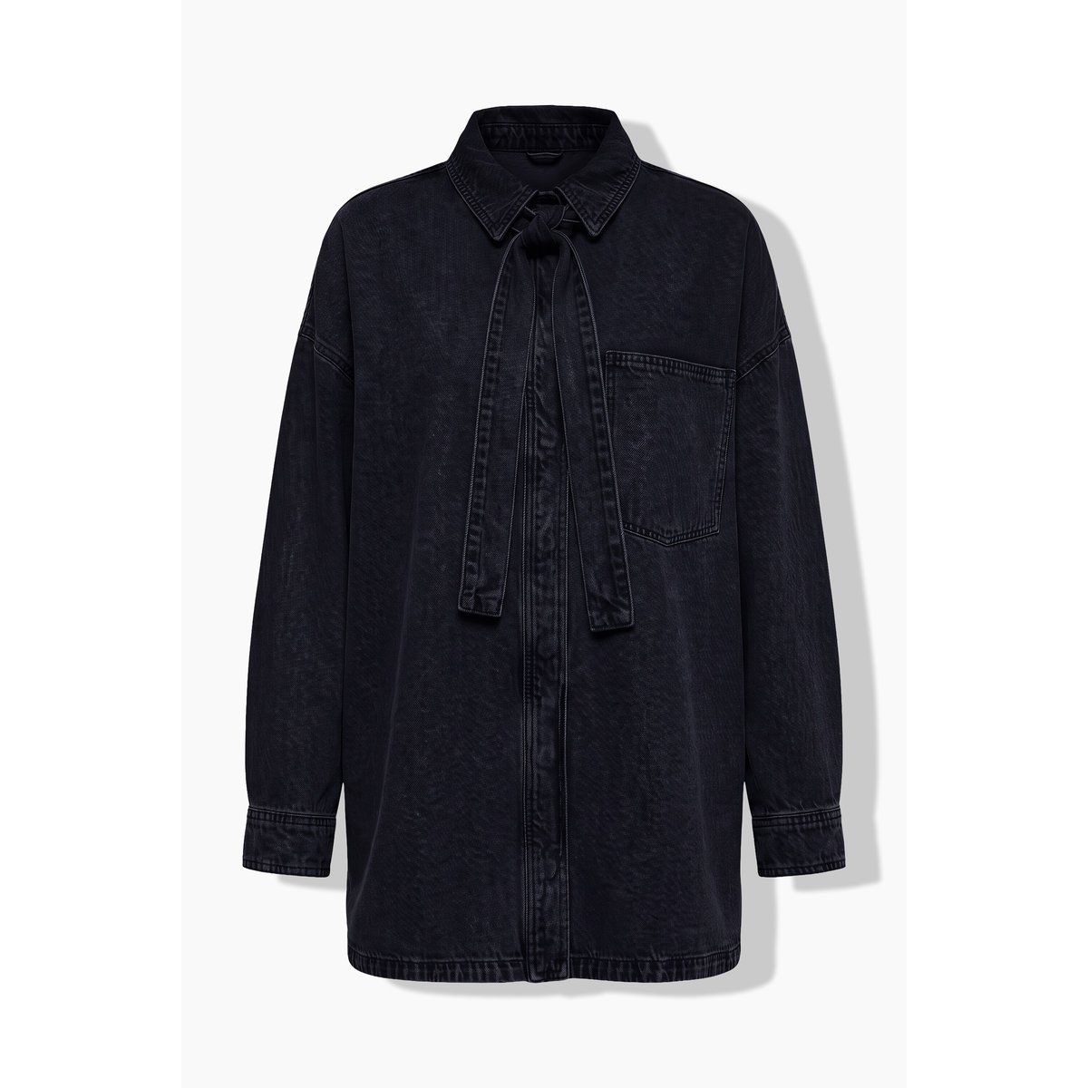 Chemise en jean, coupe oversize, nœud noir, STUDIO UNTOLD