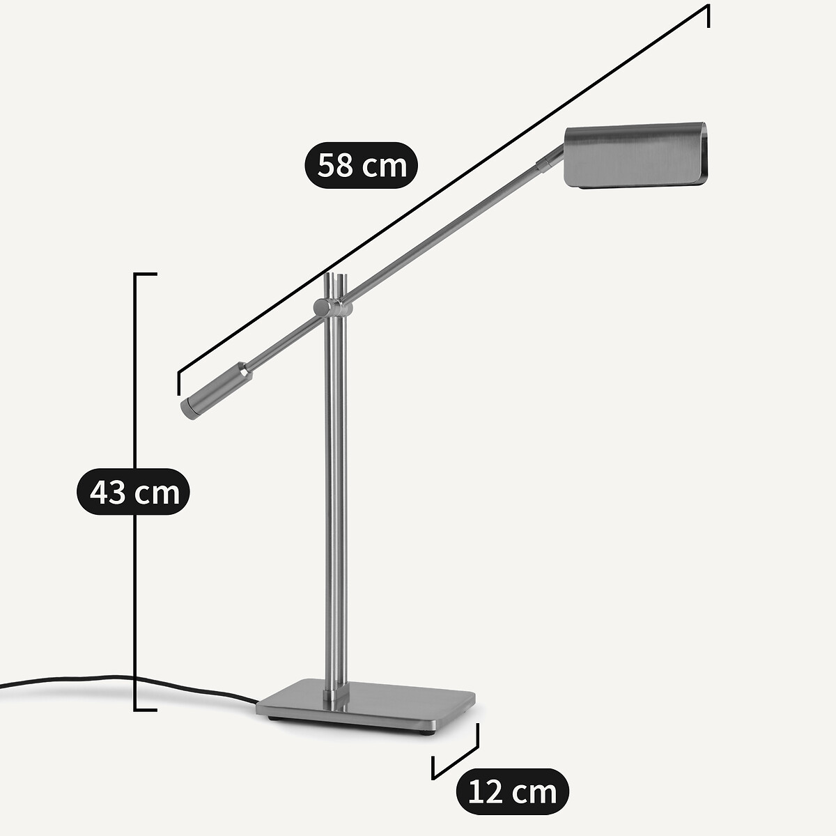 Lampada da tavolo snodabile, nichel satinato, Phili nichel satinato, AM.PM