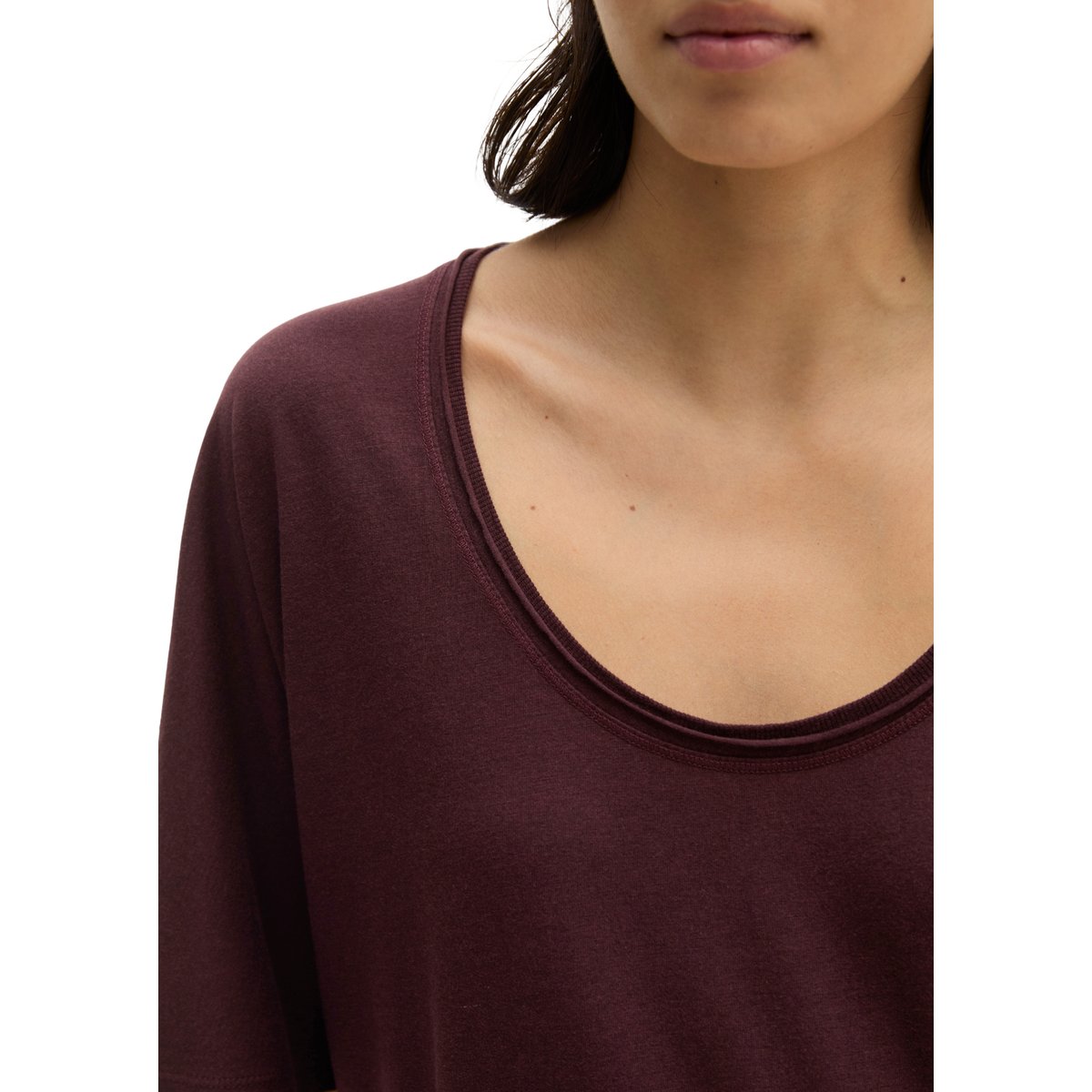 T-shirt regular en jersey slub fin rouge, MARC O'POLO