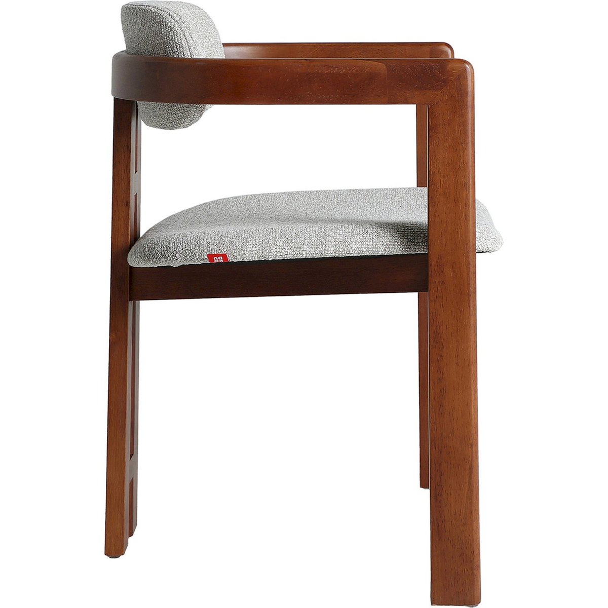 Lot de 2 chaises de salle à manger en bois bois marron et tissu gris clair, RECOLLECTION