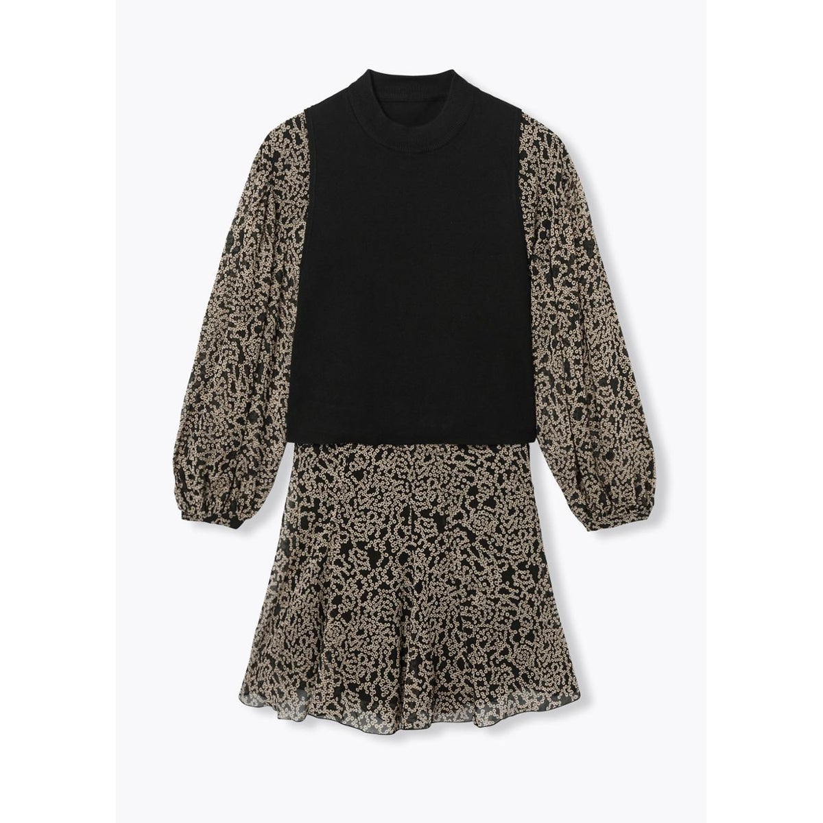 Robe courte effet 2 en 1 imprimé noir, PROMOD