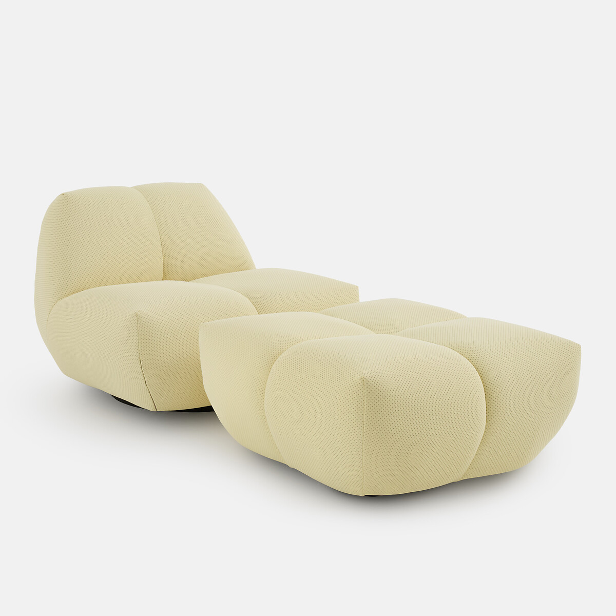 Pouf, en tissu matelassé, largeur 83 cm, NURIA jaune, LA REDOUTE INTERIEURS