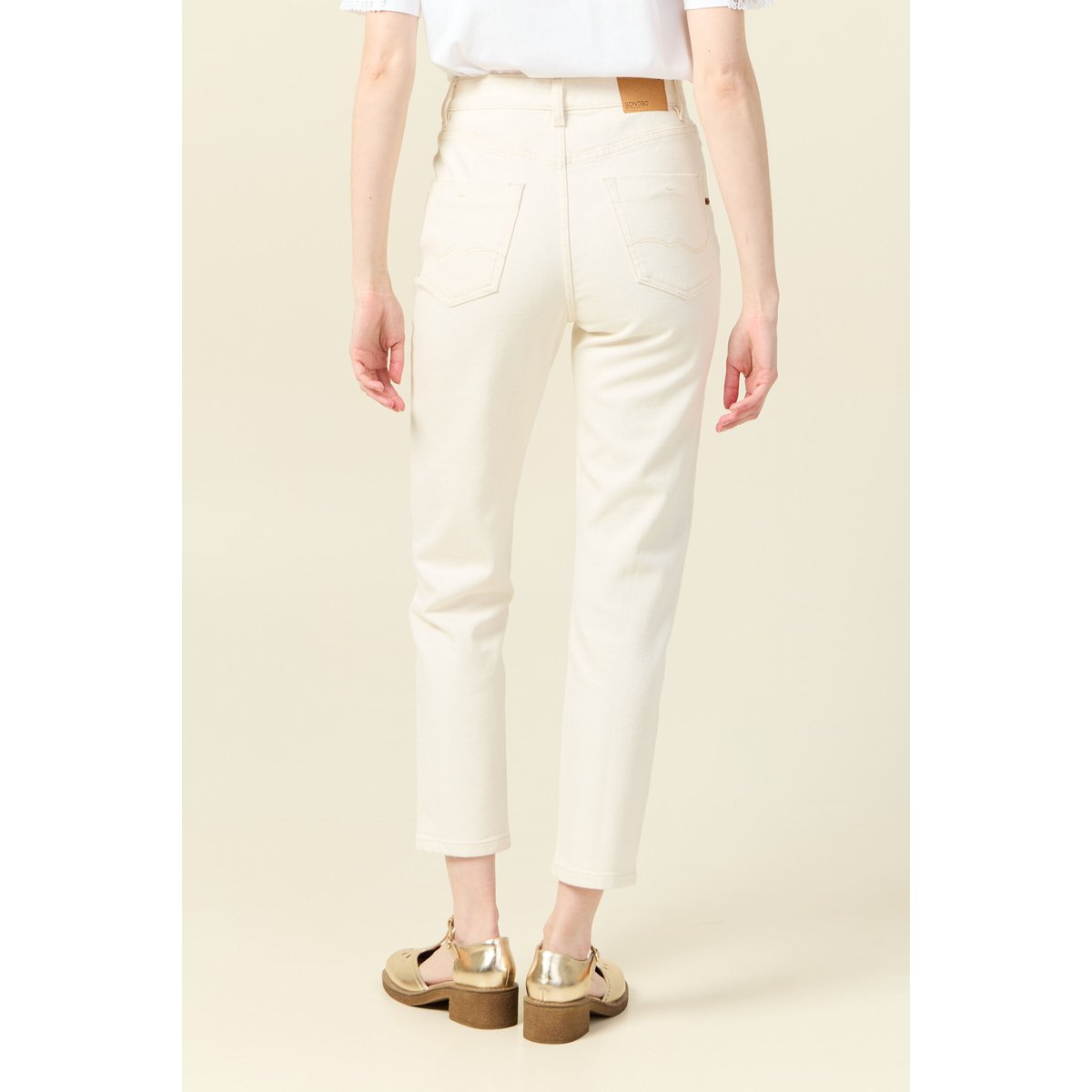 Jeans mom 7/8ème ecru, BONOBO