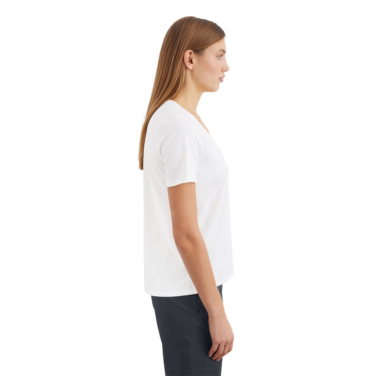T-shirt classique à encolure en V en coton organique blanc, MARC O'POLO