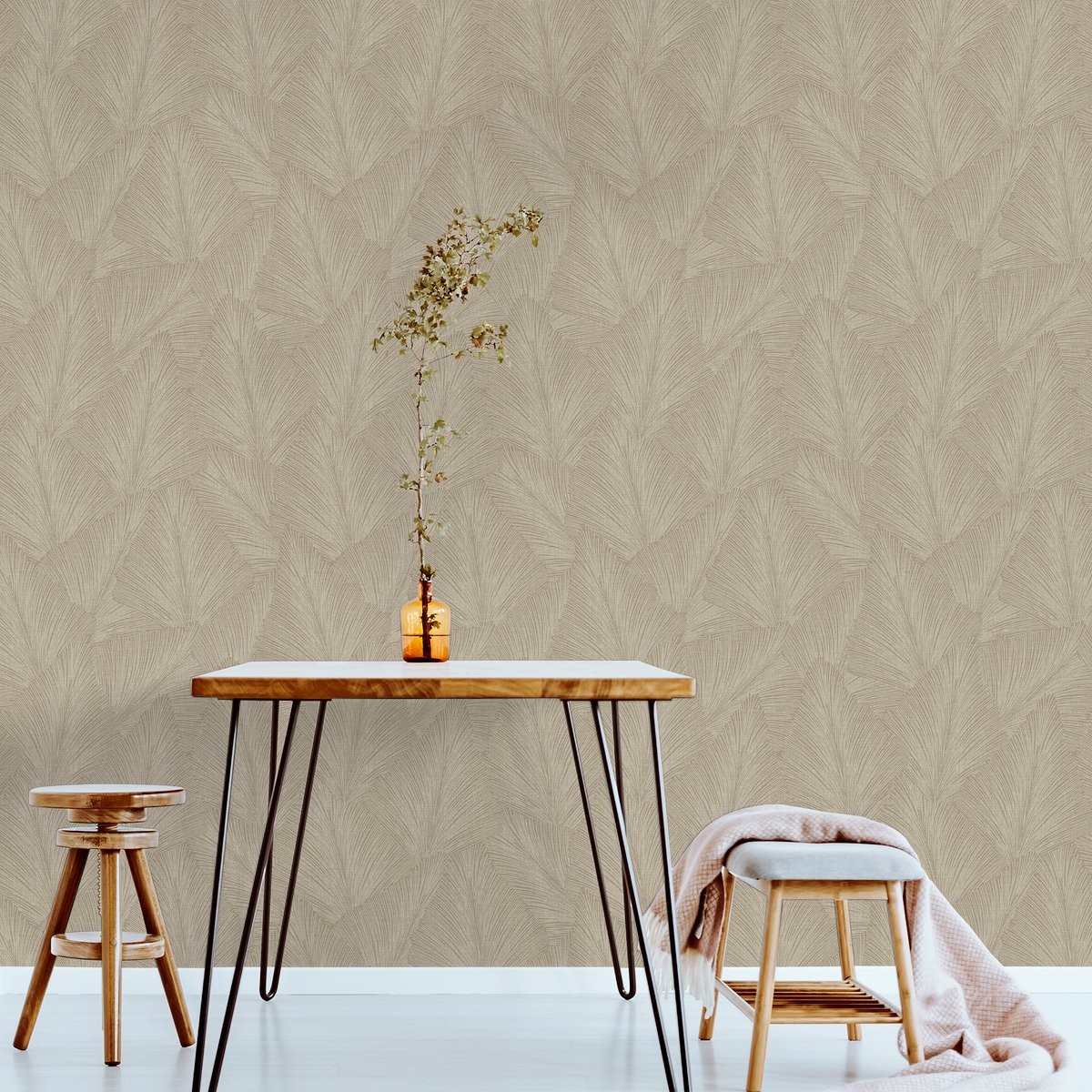 Papier peint feuillage Maya sable, SUPERFRESCO EASY