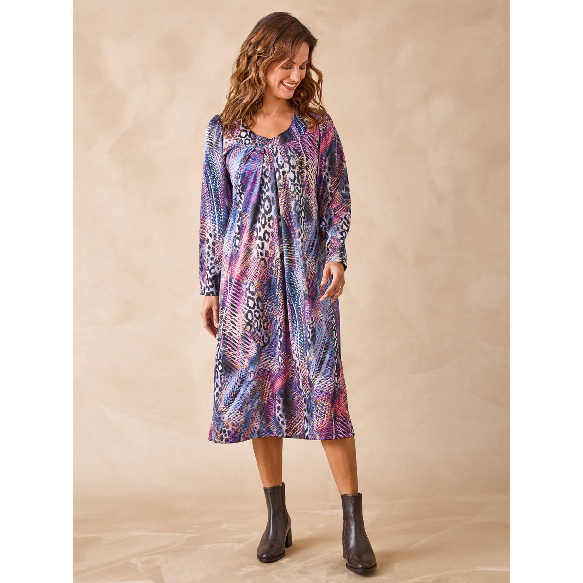 Robe classique en maille confortable multicolore bleu, DAXON
