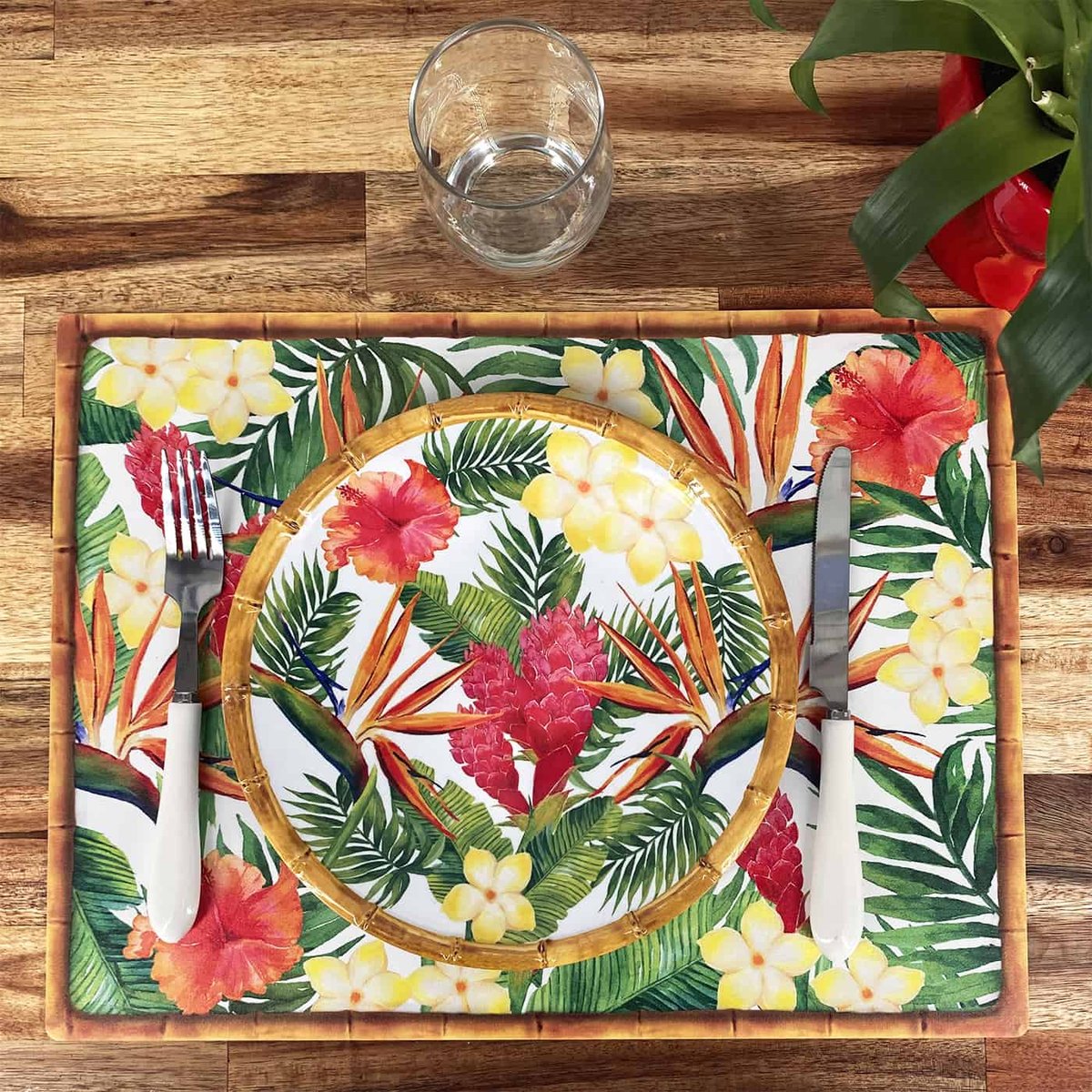 Set de table rectangulaire (40 x 30 cm) lot de 6 - Fleurs Exotiques autres, LES JARDINS DE LA COMTESSE