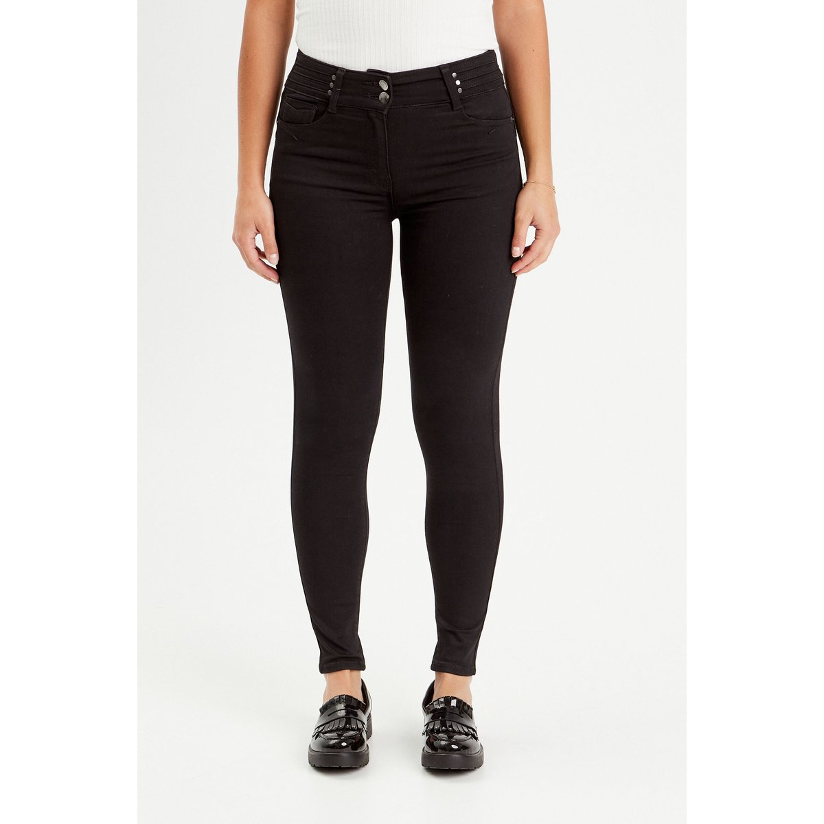 Jeans skinny push-up taille haute denim noir, CACHE CACHE