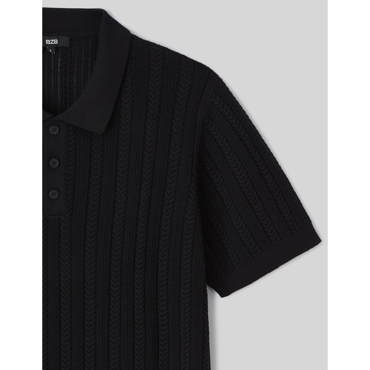 Polo maille fantaisie noir, BZB