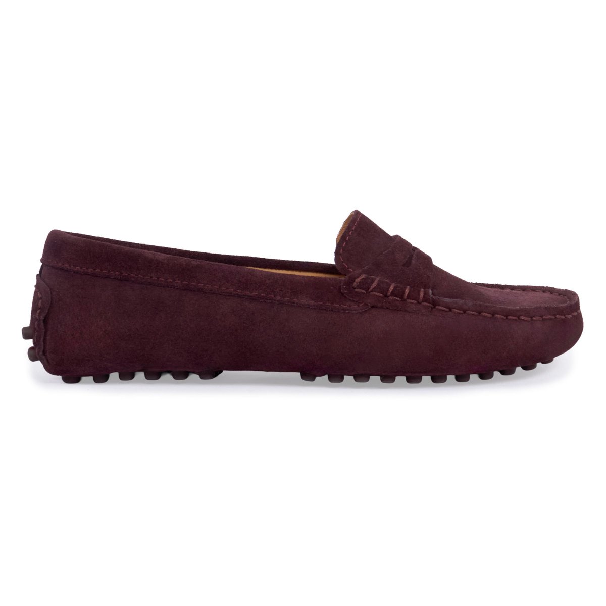Mocassins femme cuir daim bordeaux, JULES & JENN