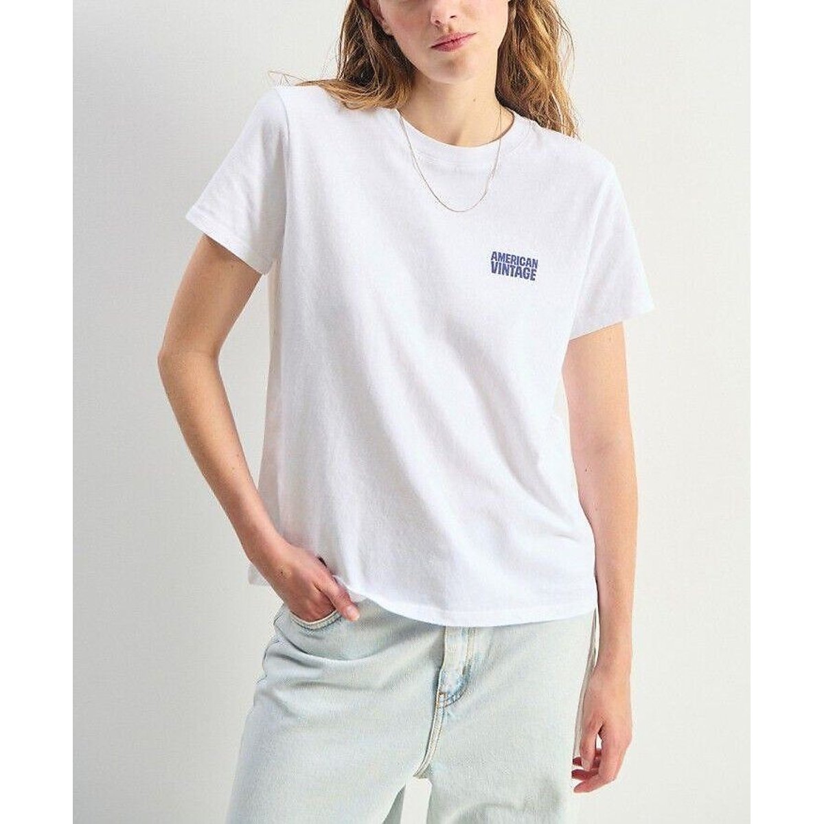 T-shirt col rond à manches courtes, YKOBOW blanc, AMERICAN VINTAGE