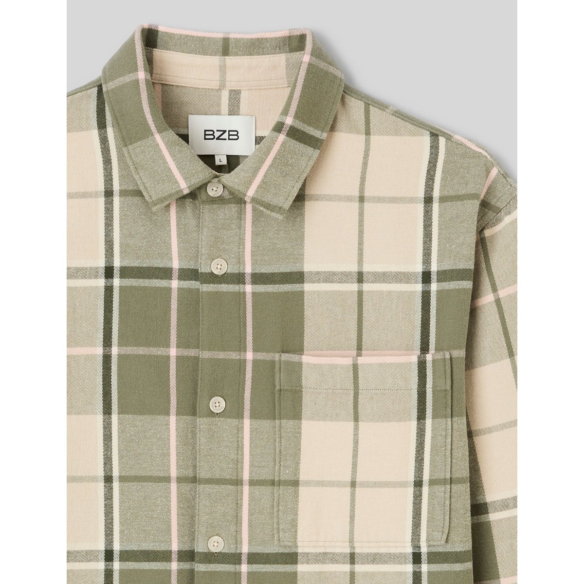 Chemise à carreaux vert clair, BZB