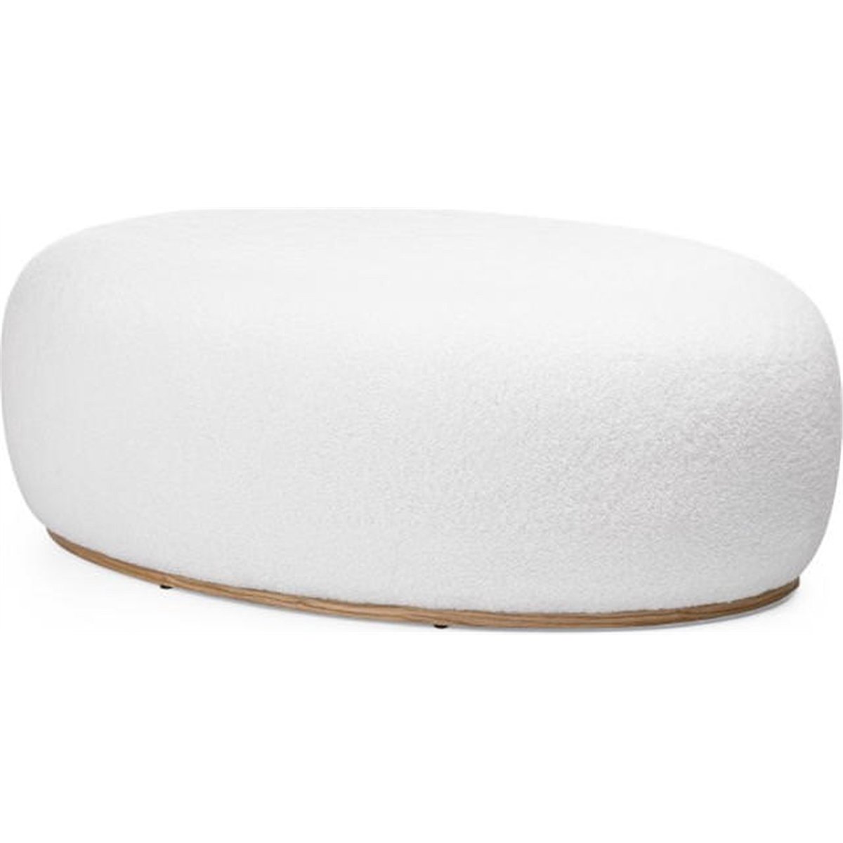 Pouf rembourré arrondi en bois blanc et bois clair, RECOLLECTION