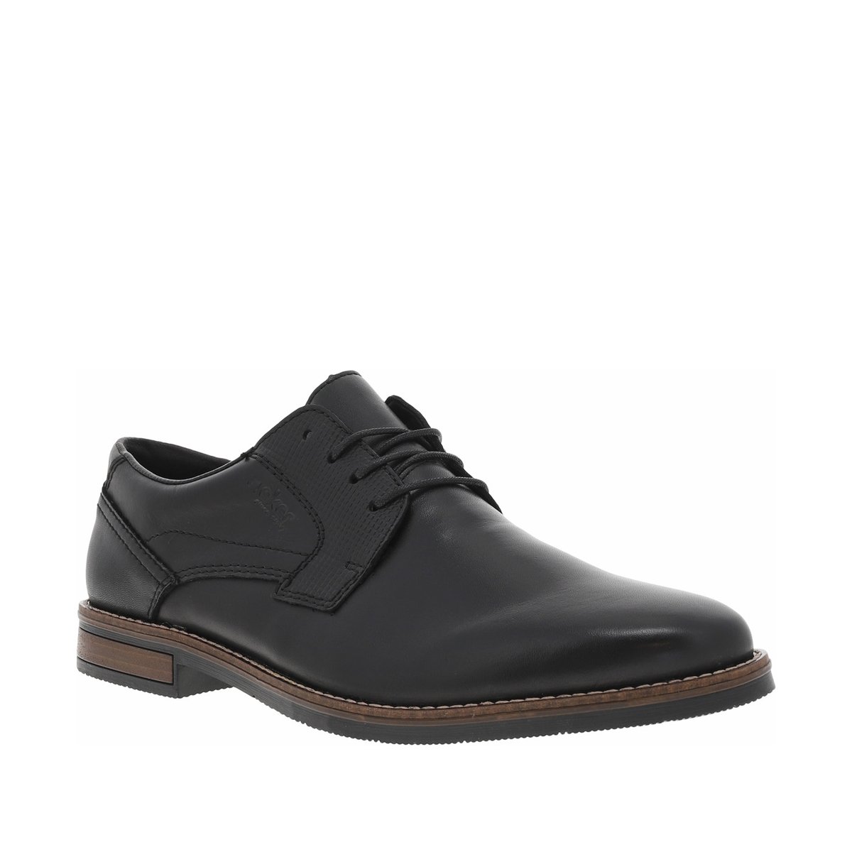 Derbies en cuir noir à talon décroché bas et à lacets ronds noirs noir, RIEKER