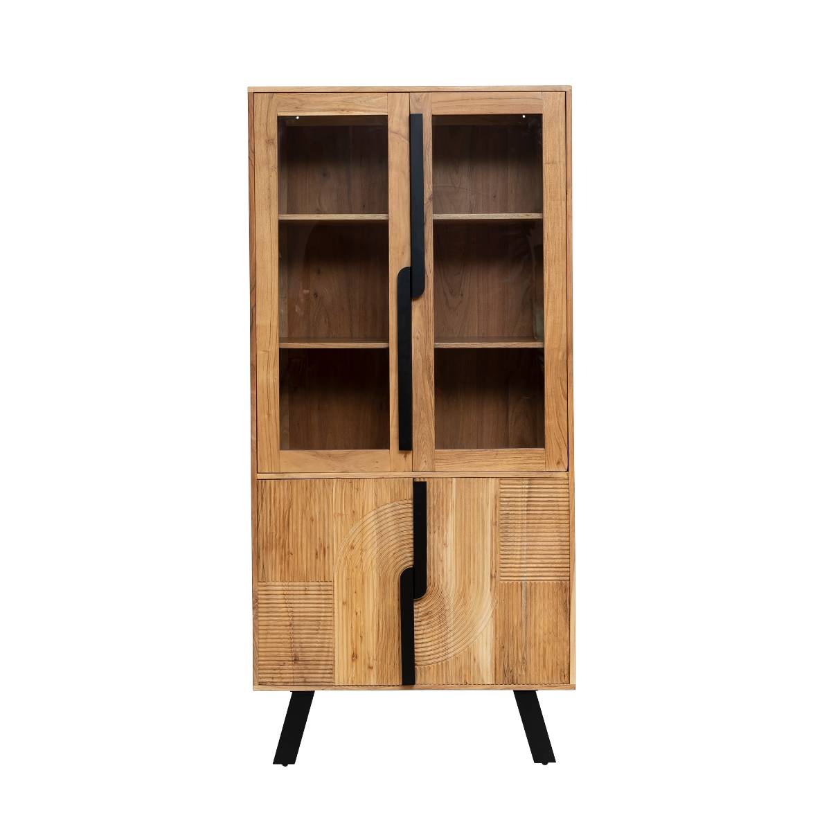 Vitrine en bois d'acacia et métal MANO bois clair, MADE IN MEUBLES