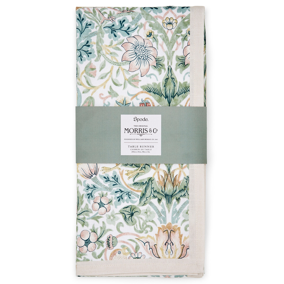 Morris & Co. Strawberry Thief Table Runner - 35x250cm pink, MORRIS & CO.