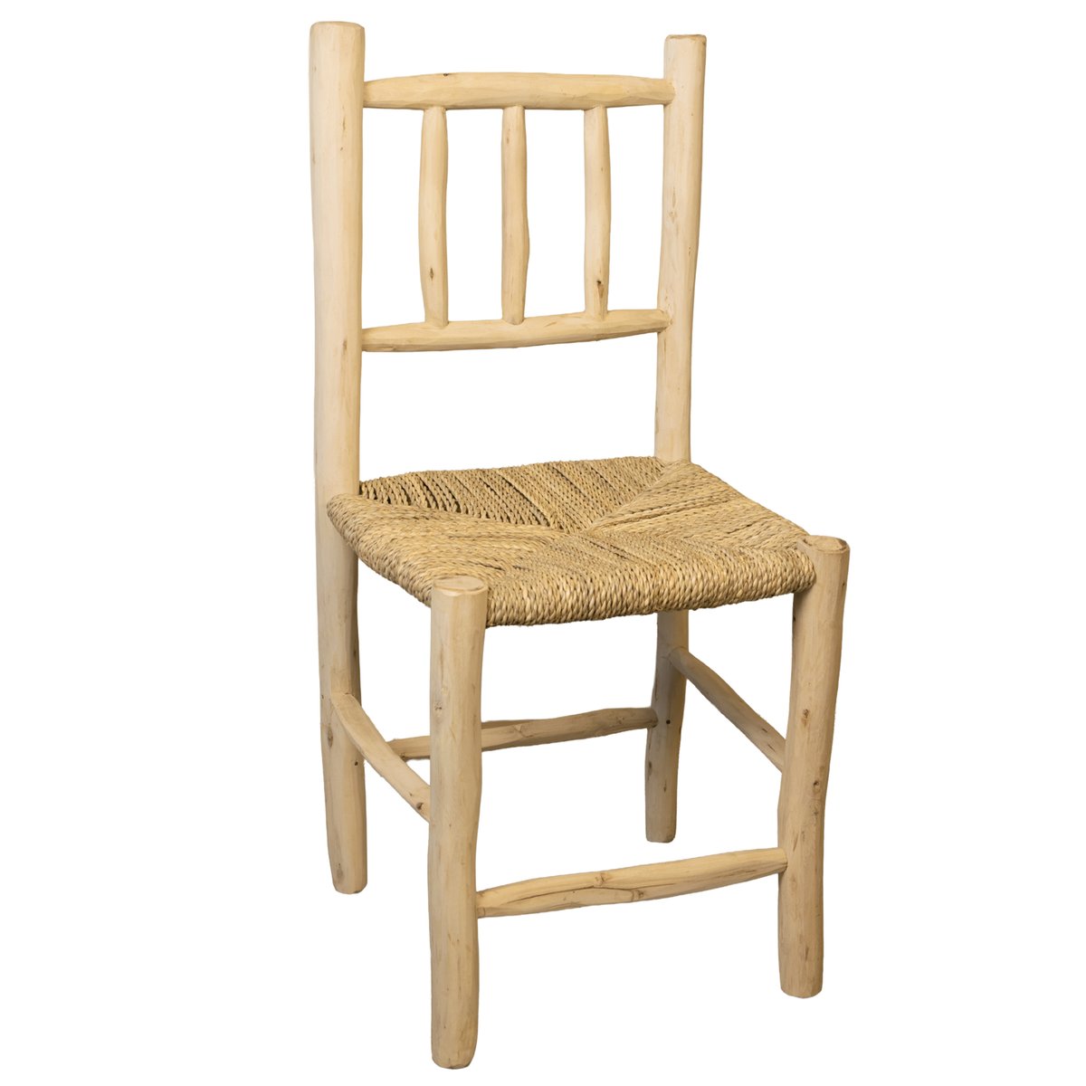 Chaise en bois de laurier et doum naturel, HOME MAISON