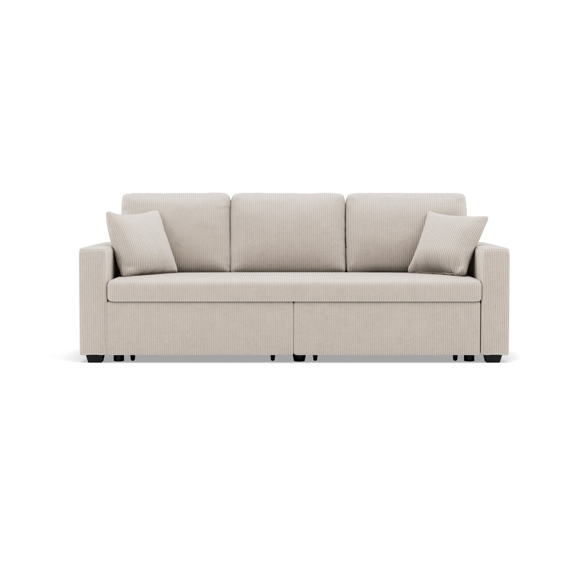 Canapé droit convertible velours côtelé 3pl, CYRUS beige, BEST MOBILIER