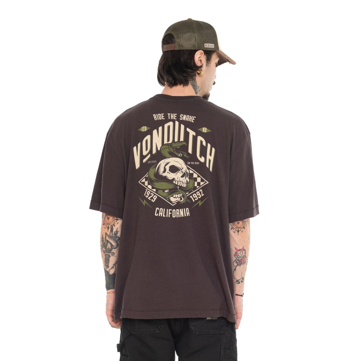 Tee shirt coton JOSE marron/beige/vert, VON DUTCH