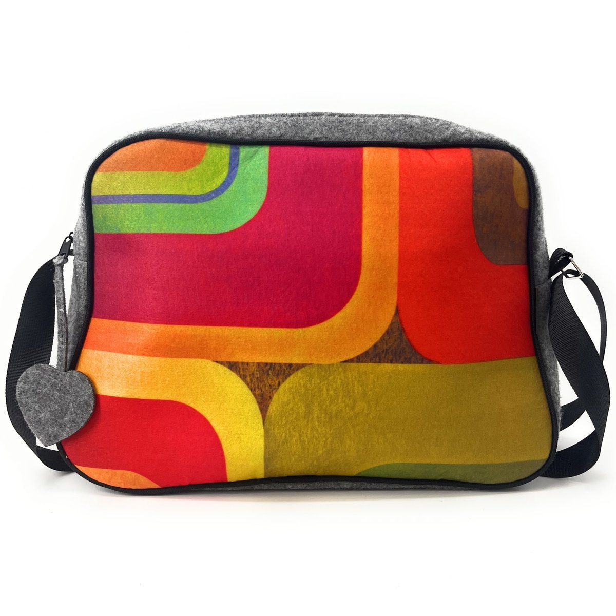 Sac bowling en feutrine écologique imprimée MODERN gris moyen, OH MY BAG