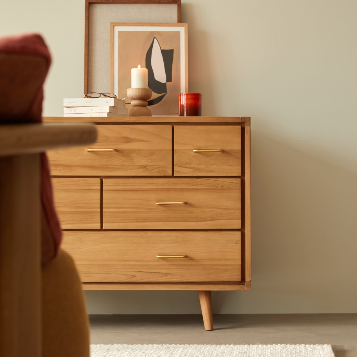 Commode en Teck massif, KORT naturel, TIKAMOON