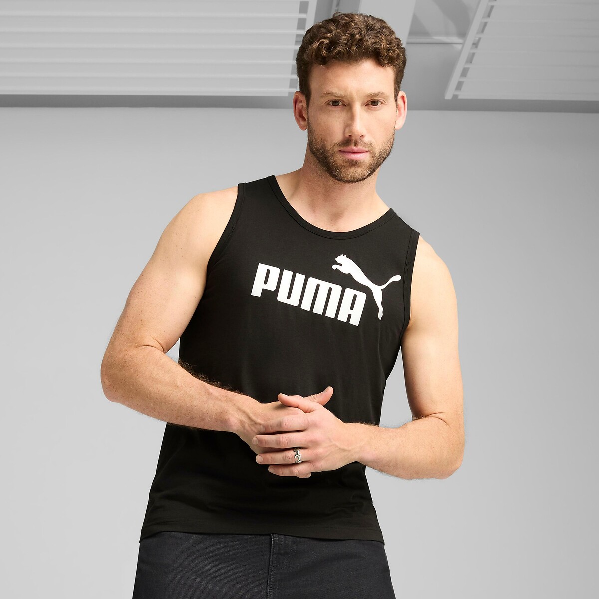 Débardeur, col rond, pur coton noir, PUMA