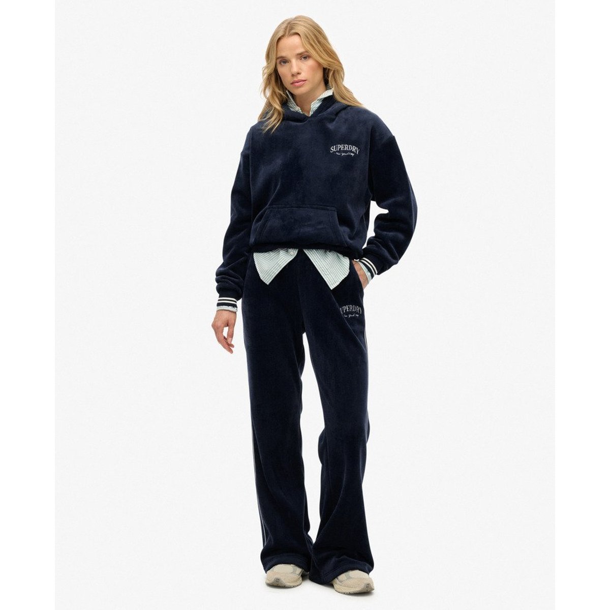 Sweat à capuche Country Club Velour Décontracté bleu marine intense, SUPERDRY