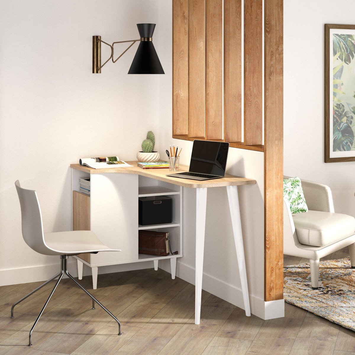 Bureau - NOOK chêne/blanc, CAMIF