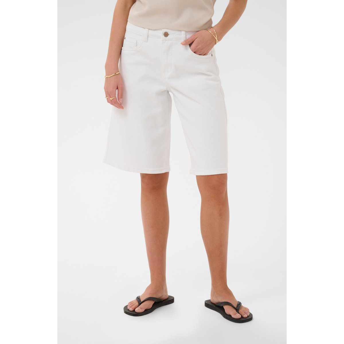 Shorts casual blanc snow white, CREAM